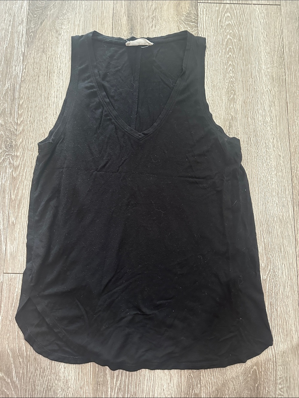 Double Zero Black V-Neck Relaxed Tank